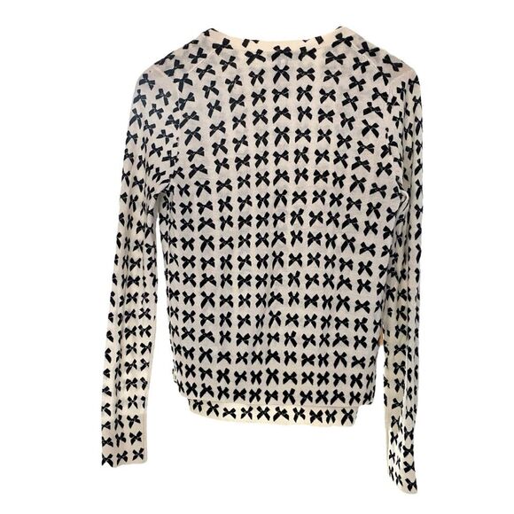 J.Crew Women's Jackie Bow Print Lightweight Wool Cardigan and Matching Top sz M - Picture 2 of 3